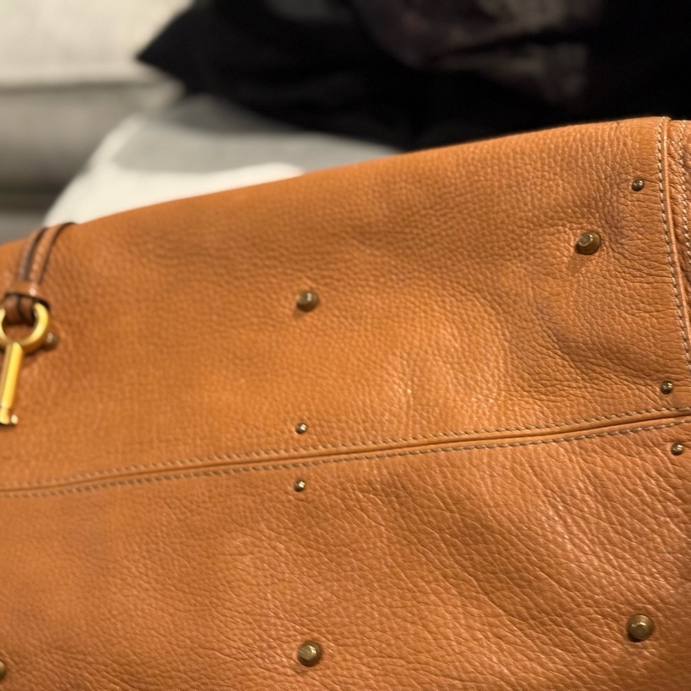 Chloe Tan Satchel Bag with Gold Accents - Picture 8 of 15